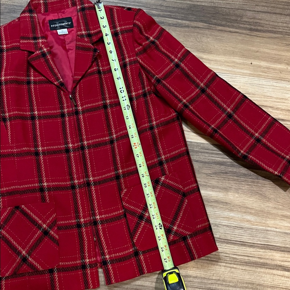 Vintage Requirements Red Plaid Tartan Blazer size 12 - Picture 5 of 10
